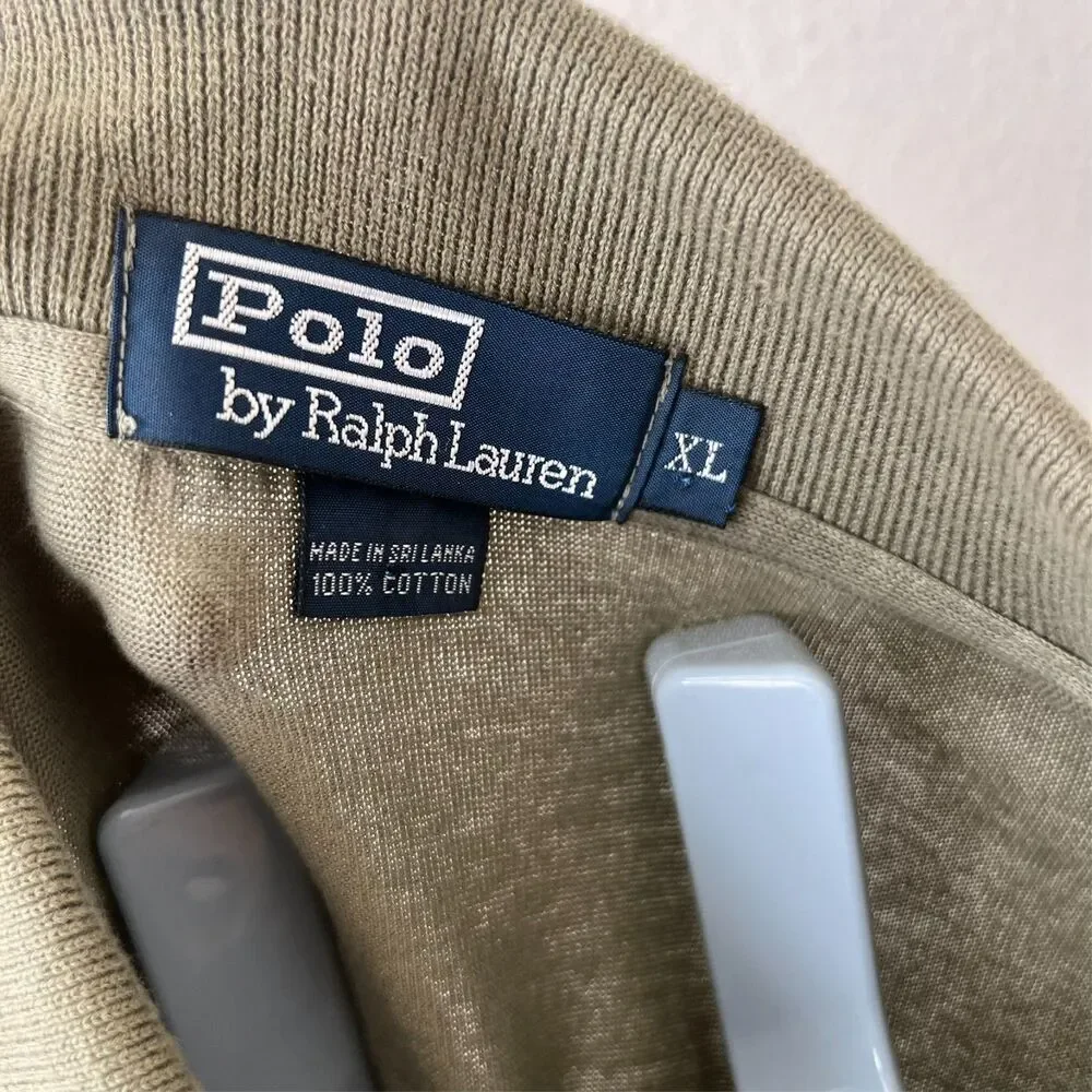 Vintage Polo By Ralph Lauren Long Sleeve Polo Shirt 90s Men's XL Green Soft/Thin